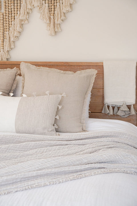 Anaya Monochromatic Scandinavian Accent Pillow with Fringe - 26X 26 - 20 x 20 - 14 x 20