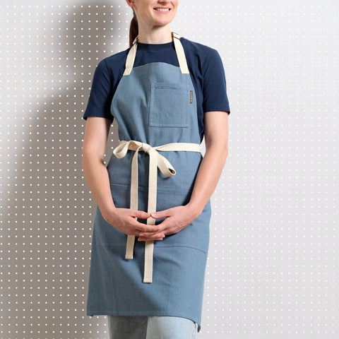 Bib Apron with Adjustable Deep Patch Pockets