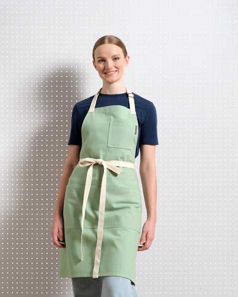 Bib Apron with Adjustable Deep Patch Pockets