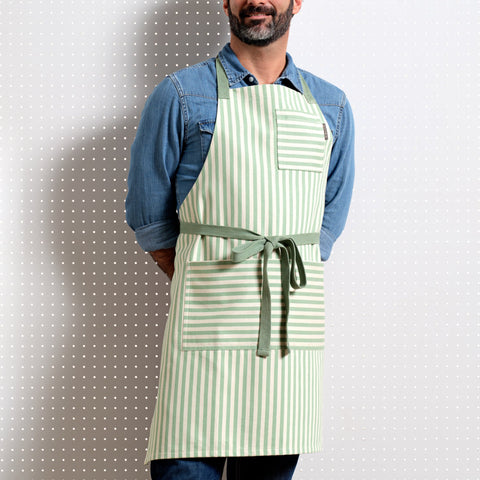 Bib Stripe Apron with Adjustable Deep Pockets