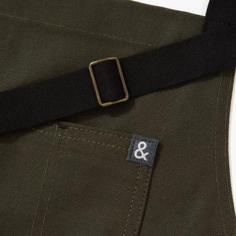 Bib Apron with Adjustable Patch Pockets