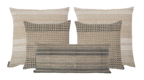 Filling Spaces Monochromatic Hand Block Print Accent Pillow Contemporary Style - 18 x 18 - 20 x 20 - 22 x 22 - 24 x 24 - 26X 26 - 14 x 20 - 14 x 40 - 18 x 40 - 16 x 50