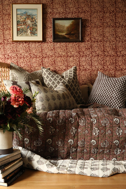 Filling Spaces Artful Traditionalist Bohemian Accent Throw Pillow - 18 x 18 - 20 x 20 - 22 x 22 - 24 x 24 - 26X 26 - 14 x 20 - 14 x 40 - 18 x 40 - 16 x 50