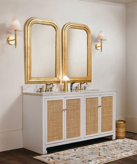 Worlds Away Coastal Matte Bathroom Vanity with Marble Top