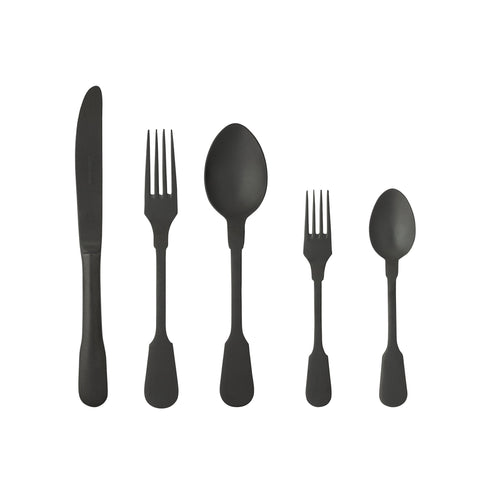 Costa Nova Contemporary Matte Black Stainless Steel Dinner Set - Set of 5