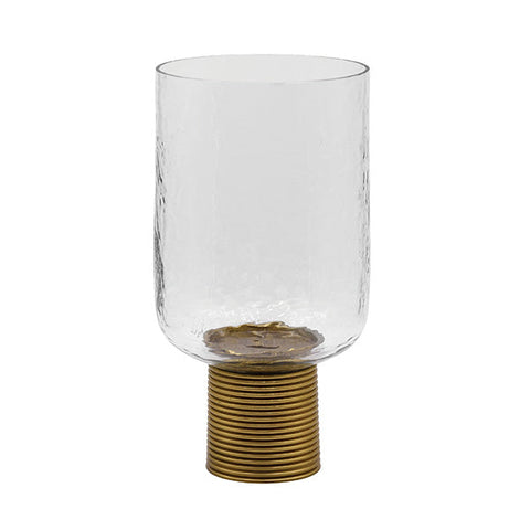 Contemporary Ribbed Glass Hurricane for Taper Candle