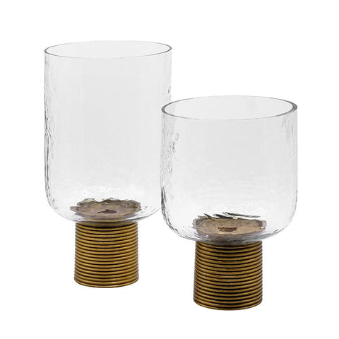 Contemporary Ribbed Glass Hurricane for Taper Candle