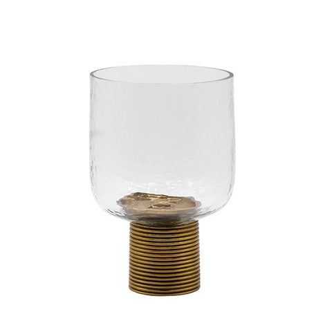 Contemporary Ribbed Glass Hurricane for Taper Candle