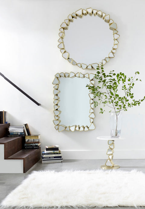 Organic Contemporary Ornate Round Wall Mirror for Entryway