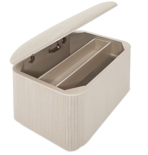 Timeless Minimalist Fluted Storage Ottoman with Plinth Base