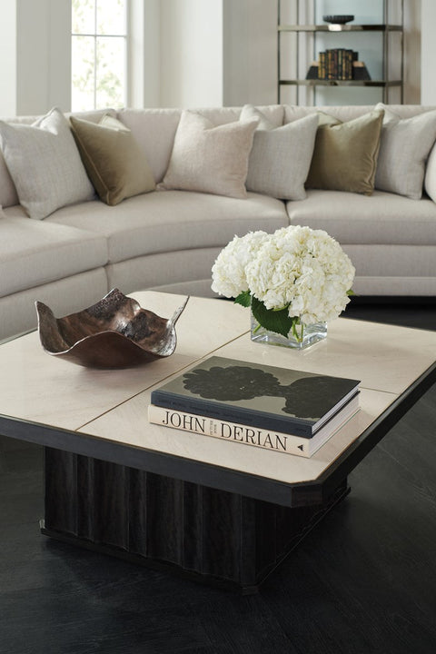 Timeless Minimalist Fluted Drum Coffee Table with Casters