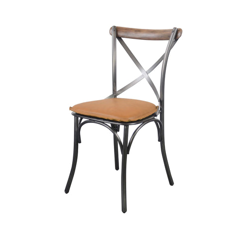 Timeless Minimalist Industrial Dining Side Chair with Cross Back