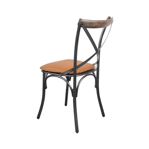 Timeless Minimalist Industrial Dining Side Chair with Cross Back