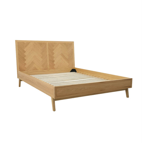 LH Imports Mid Century Colton Platform Bed with Plank Style - Queen - Queen