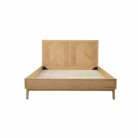 LH Imports Mid Century Colton Platform Bed with Plank Style - Queen - Queen