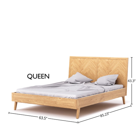 LH Imports Mid Century Colton Platform Bed with Plank Style - Queen - Queen