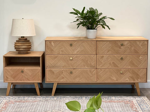 Colton Mid Century Double Dresser with Knob Handles