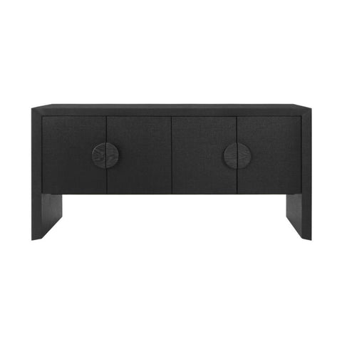 Contemporary Grasscloth Buffet Cabinet with Knob Handles