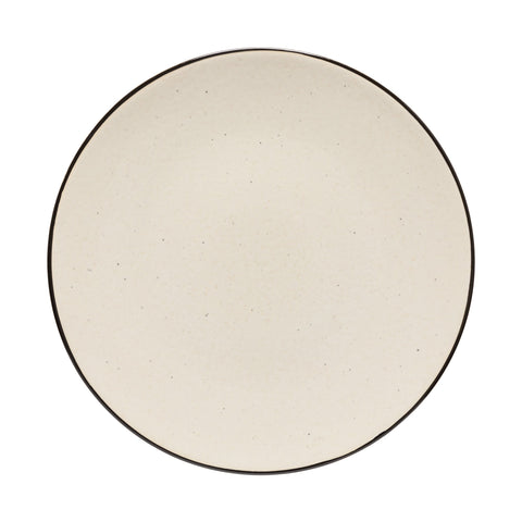 Decorated Contemporary Stoneware Charger with Contrast Trim