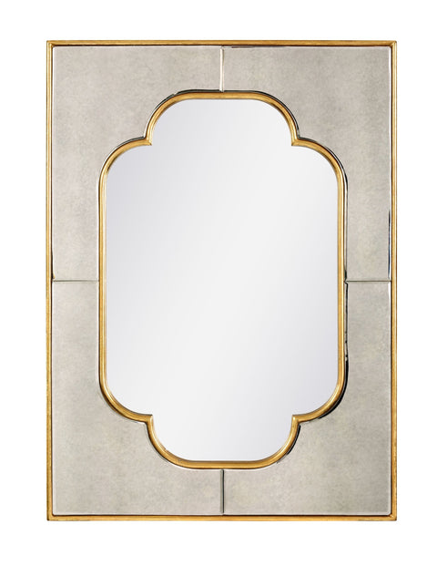 Art Deco Clover Accent Mirror with Gold Leaf Finish for Entryway