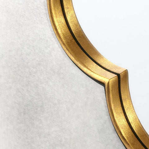 Art Deco Clover Accent Mirror with Gold Leaf Finish for Entryway