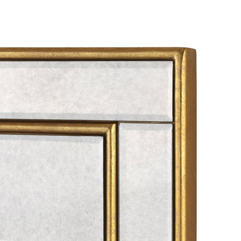 Art Deco Clover Accent Mirror with Gold Leaf Finish for Entryway