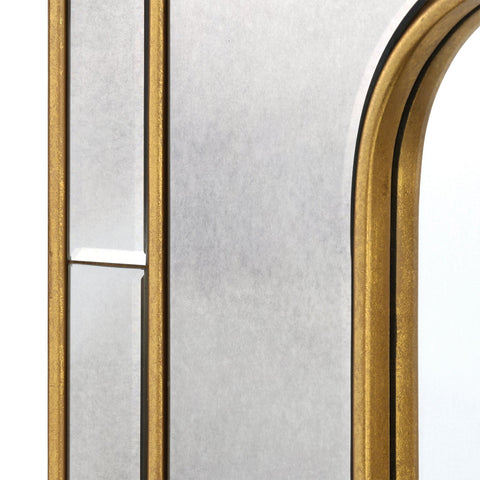 Art Deco Clover Accent Mirror with Gold Leaf Finish for Entryway