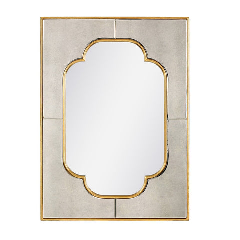 Art Deco Clover Accent Mirror with Gold Leaf Finish for Entryway