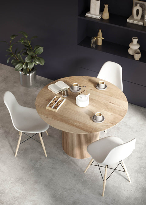 Timeless Minimalist Tulip Dining Table with Fluted Drum Base