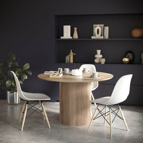 Timeless Minimalist Tulip Dining Table with Fluted Drum Base