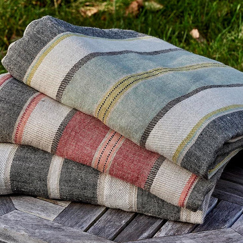 Camp Organic Stripe Linen Blanket