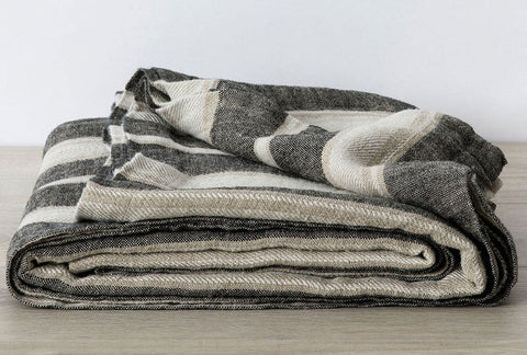 Camp Organic Stripe Linen Blanket