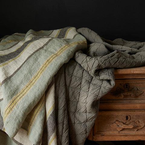 Camp Organic Stripe Linen Blanket
