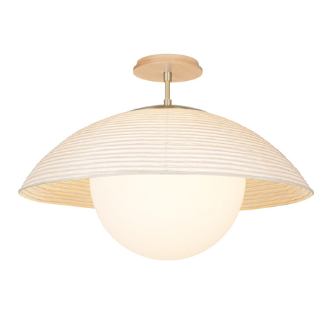 Maru Timeless Minimalist Handcrafted Fluted Mushroom Ceiling Light