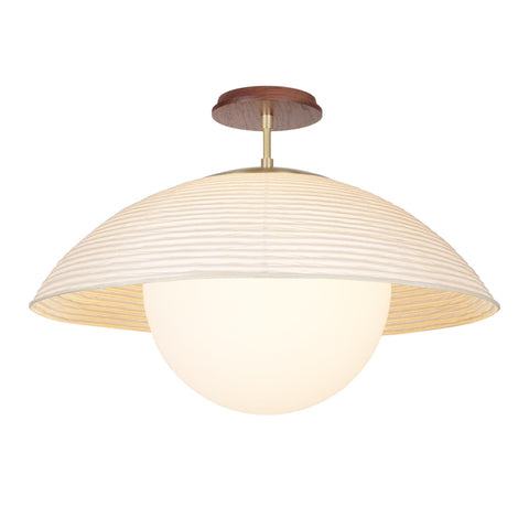 Maru Timeless Minimalist Handcrafted Fluted Mushroom Ceiling Light
