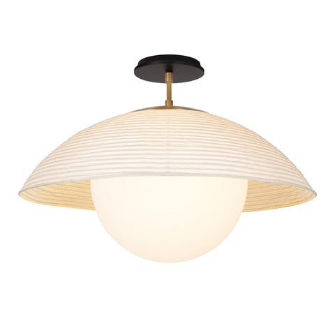 Maru Timeless Minimalist Handcrafted Fluted Mushroom Ceiling Light