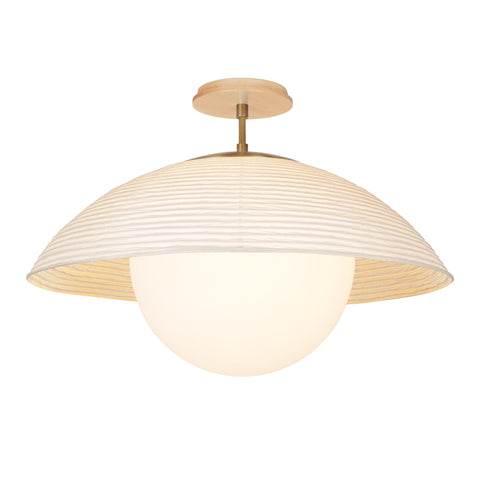 Maru Timeless Minimalist Handcrafted Fluted Mushroom Ceiling Light