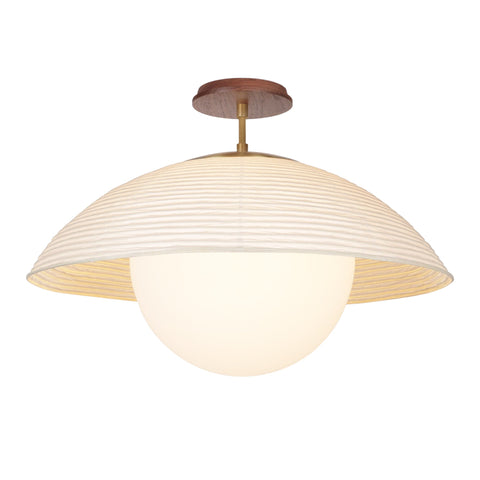 Maru Timeless Minimalist Handcrafted Fluted Mushroom Ceiling Light