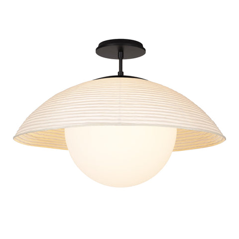 Maru Timeless Minimalist Handcrafted Fluted Mushroom Ceiling Light