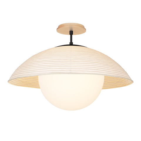 Maru Timeless Minimalist Handcrafted Fluted Mushroom Ceiling Light