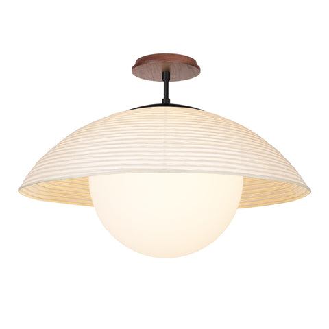 Maru Timeless Minimalist Handcrafted Fluted Mushroom Ceiling Light