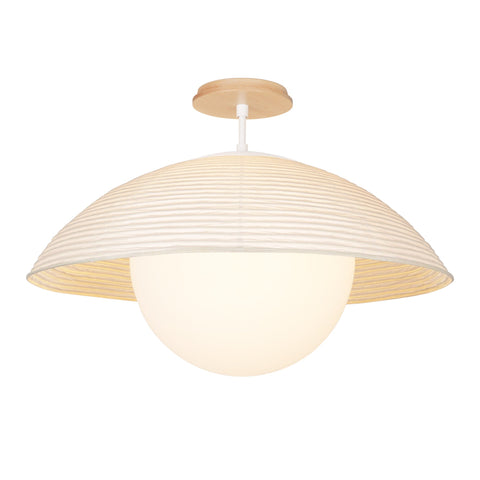 Maru Timeless Minimalist Handcrafted Fluted Mushroom Ceiling Light