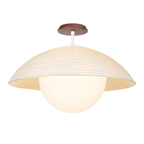 Maru Timeless Minimalist Handcrafted Fluted Mushroom Ceiling Light