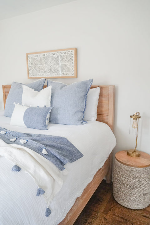 Anaya Monochromatic Scandinavian Linen Fringe Accent Pillow - 26X 26 - 20 x 20 - 14 x 20