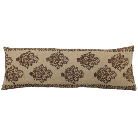 Filling Spaces Artful Traditionalist Handcrafted Embroidery Lumbar Pillow - 14 x 20 - 14 x 40