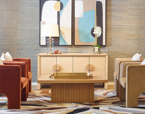 Modern Lipped Polished Brass Serving Tray