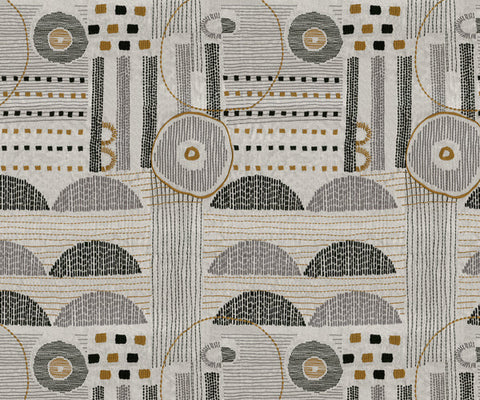 Geometric Linen Fabric with Embroidery - 149cm