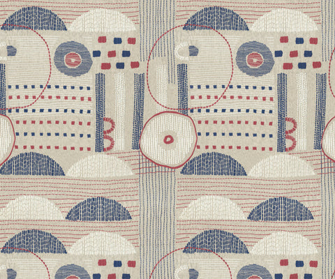 Geometric Linen Fabric with Embroidery - 149cm