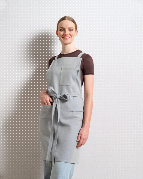 Pinafore Solid Adjustable Crossback Apron with Deep Pockets