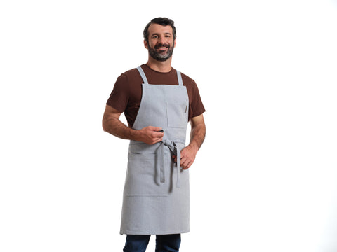 Pinafore Solid Adjustable Crossback Apron with Deep Pockets